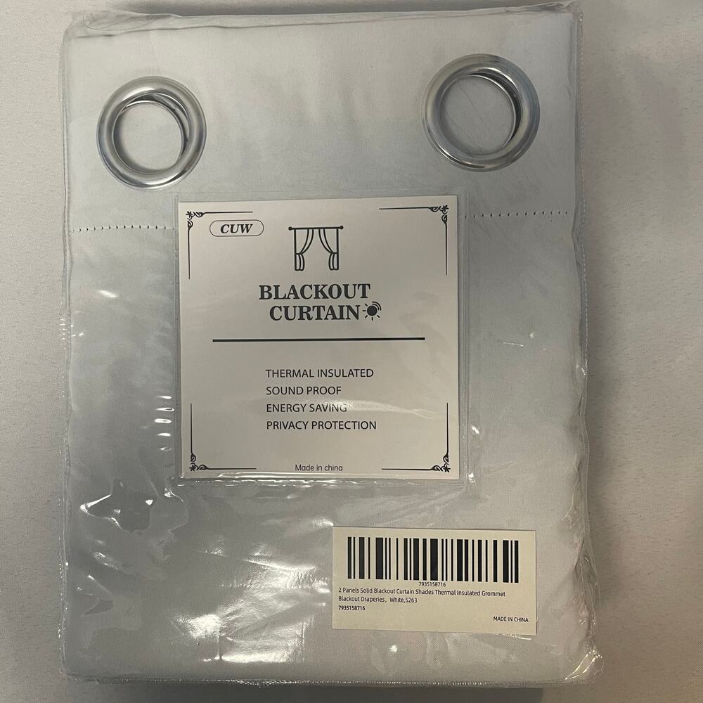 CUW White Blackout Curtain-Thermal Insulated 82"LX51"W -NWT